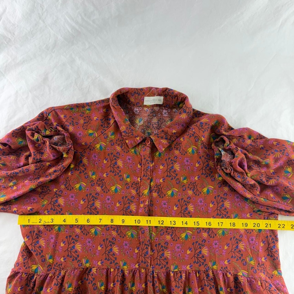 Rust Floral Long-Sleeve Button Front Maxi Dress - Picture 7 of 8